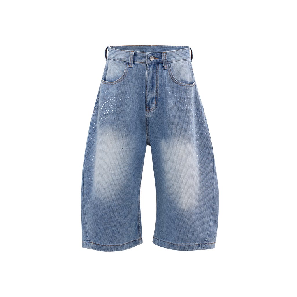 Lanna Muay Thai Rhinestone Denim Culotte Shorts