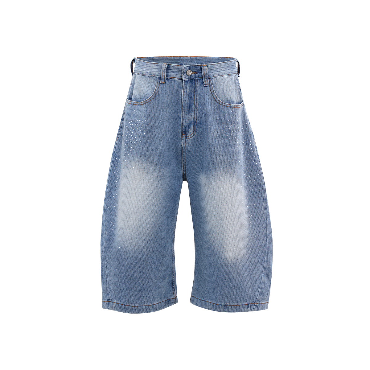 Lanna Muay Thai Rhinestone Denim Culotte Shorts