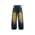 Lanna Muay Thai Vintage Gradient Rhinestone Wide-Leg Jeans