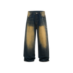 Lanna Muay Thai Vintage Gradient Rhinestone Wide-Leg Jeans