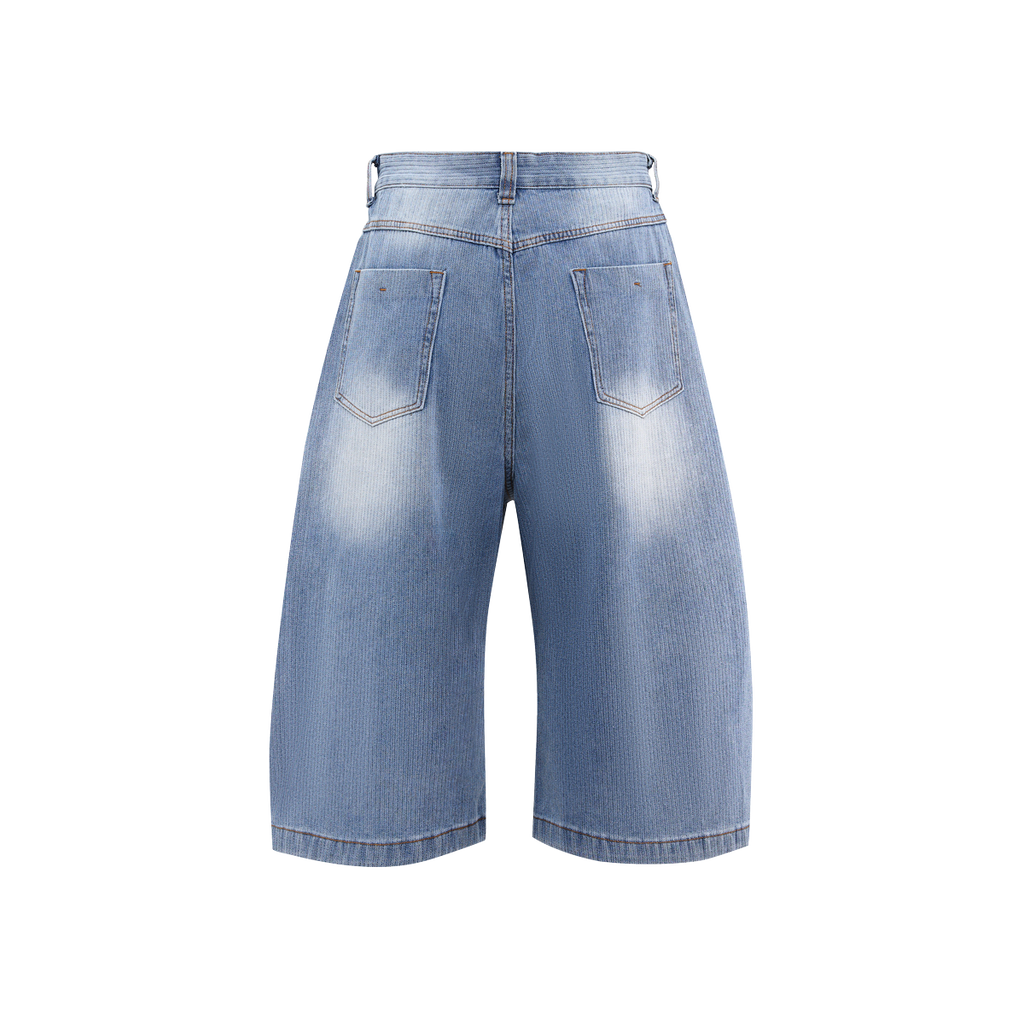 Lanna Muay Thai Rhinestone Denim Culotte Shorts