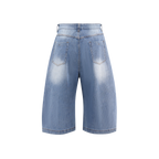 Lanna Muay Thai Rhinestone Denim Culotte Shorts