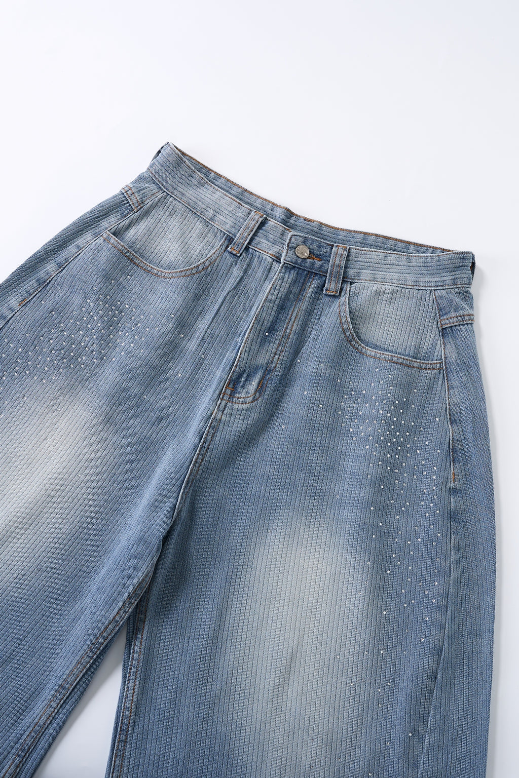 Lanna Muay Thai Rhinestone Denim Culotte Shorts