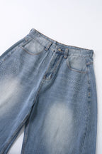 Lanna Muay Thai Rhinestone Denim Culotte Shorts