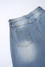 Lanna Muay Thai Rhinestone Denim Culotte Shorts