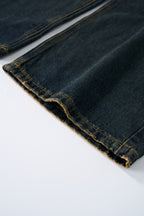 Lanna Muay Thai Vintage Gradient Rhinestone Wide-Leg Jeans