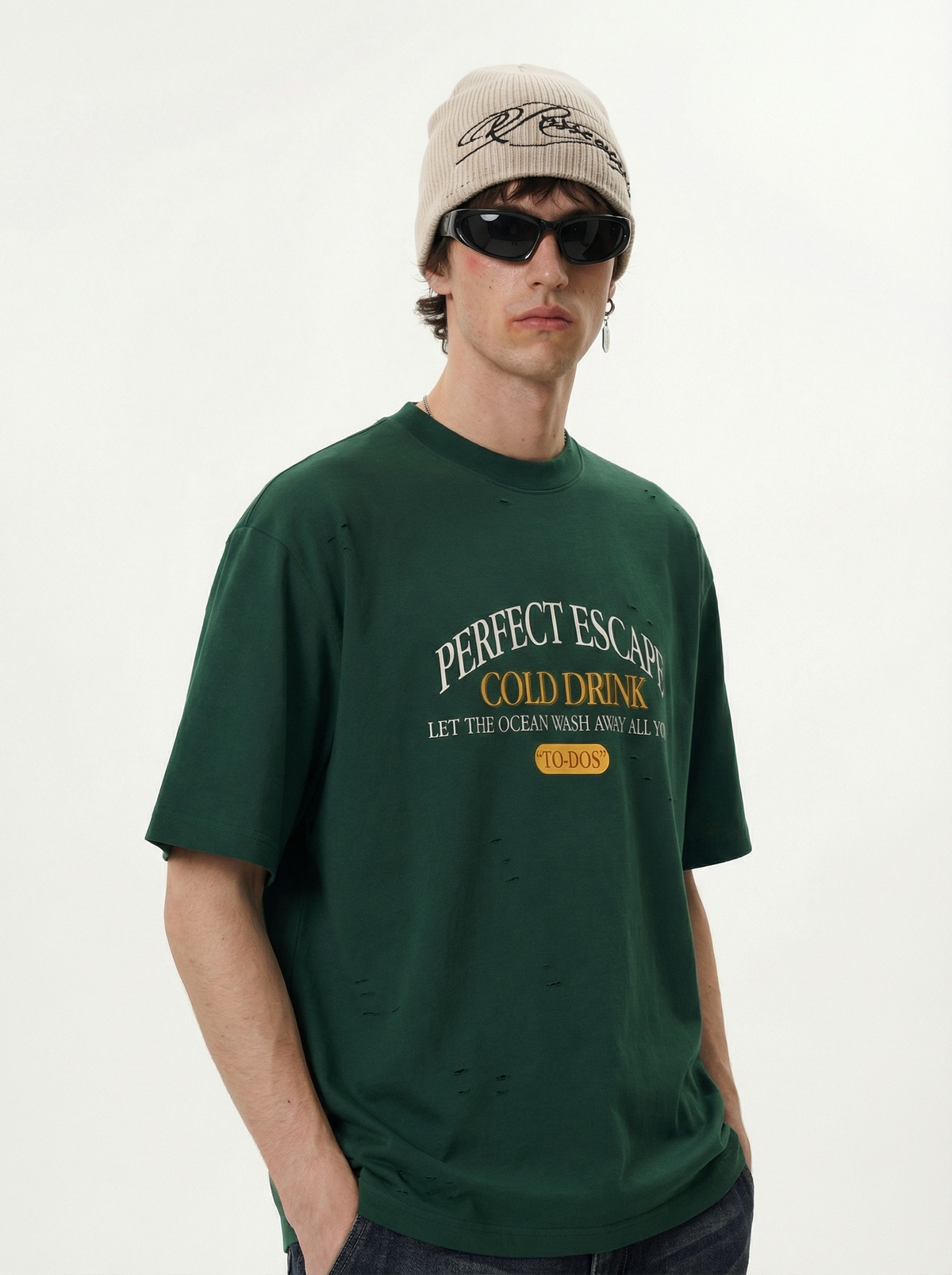 Lanna Muay Thai "Perfect Escape" Vintage Distressed Mock Neck Tee