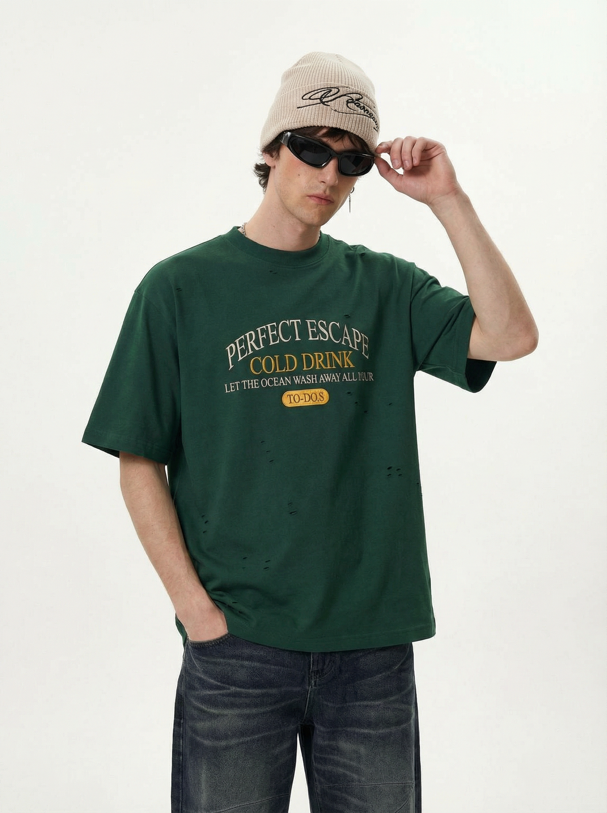 Lanna Muay Thai "Perfect Escape" Vintage Distressed Mock Neck Tee
