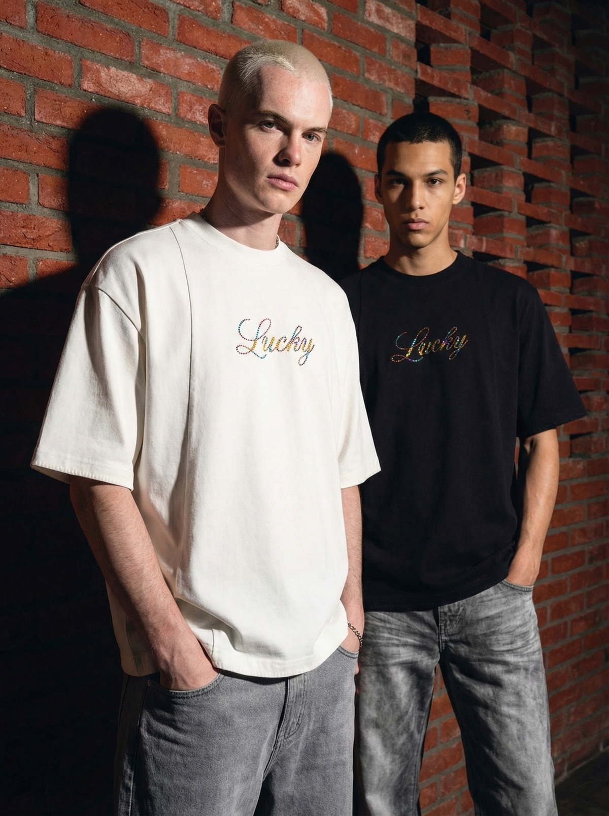 Lanna Muay Thai "Lucky" Rhinestone Letter Tee