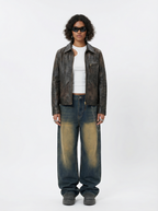 Lanna Muay Thai Vintage Gradient Rhinestone Wide-Leg Jeans