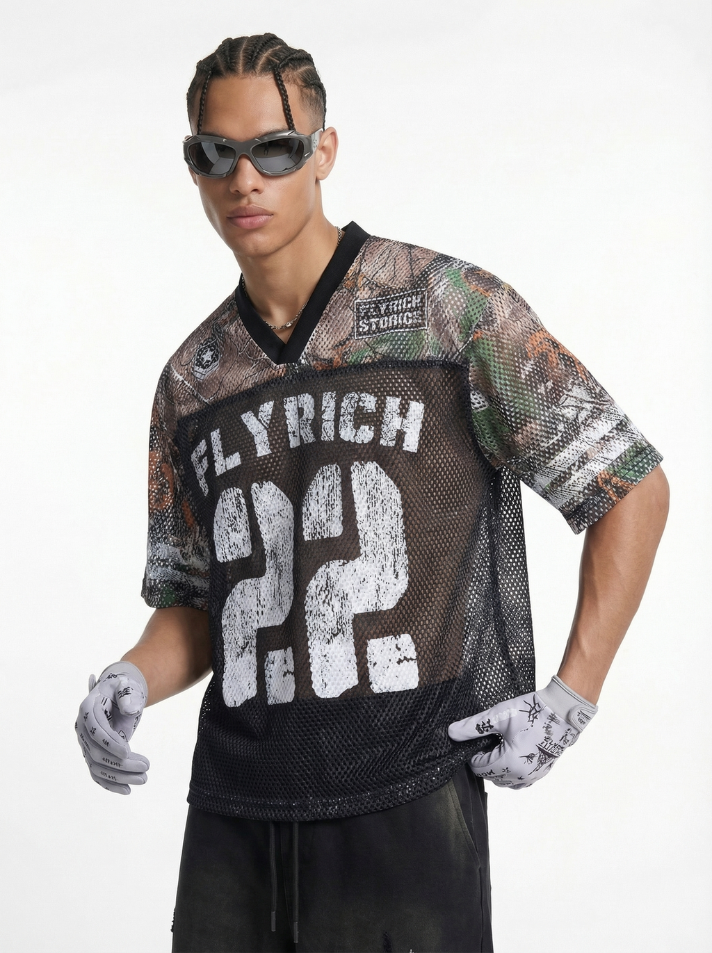 Lanna Muay Thai "Flyrich 22" Camo Mesh Football Jersey Tee