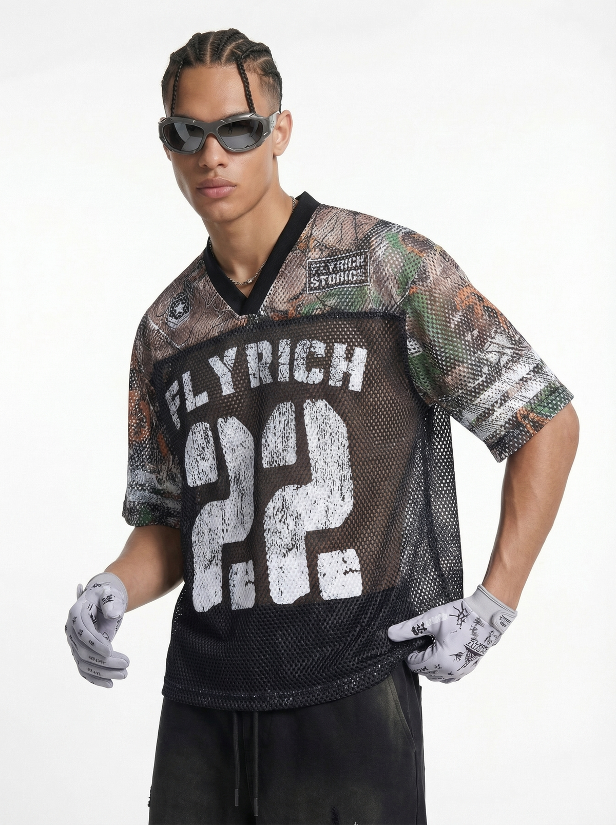 Lanna Muay Thai "Flyrich 22" Camo Mesh Football Jersey Tee